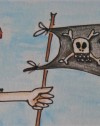 1er plano bandera pirata con bandera